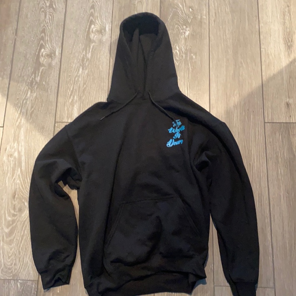 The world is yours black pink and blue hoodie